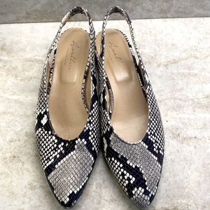 Avellini leather grey ivory black sling back flats